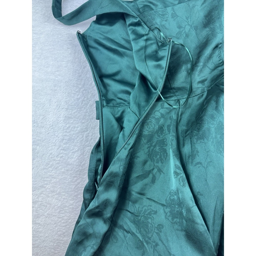 Francescas Satin Bubble Hem Mini Dress Small Green Bow Renaissance Romantic - Picture 9 of 9